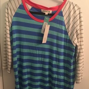 XL Olive & Oak striped long sleeve top